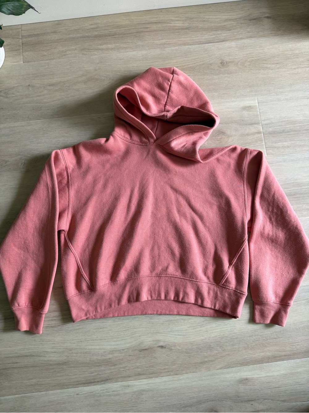 Zara Cropped Coral Hoodie Sweatshirt